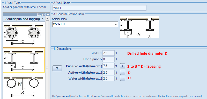 Adjusted wall section properties to simulate the drilled holes – DeepEX