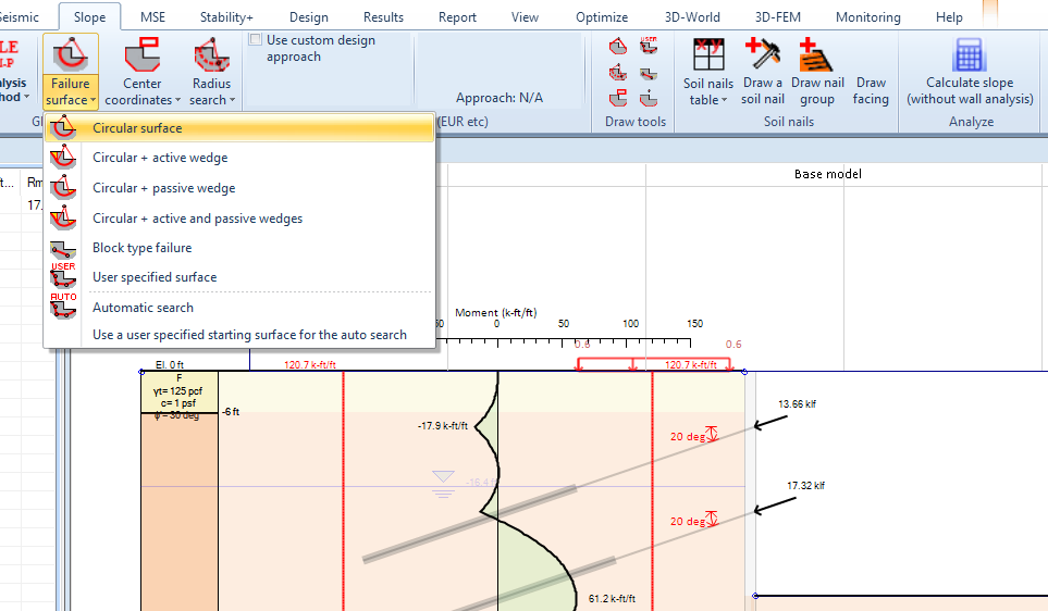 Selecting a critical slope surface method in DeepEX