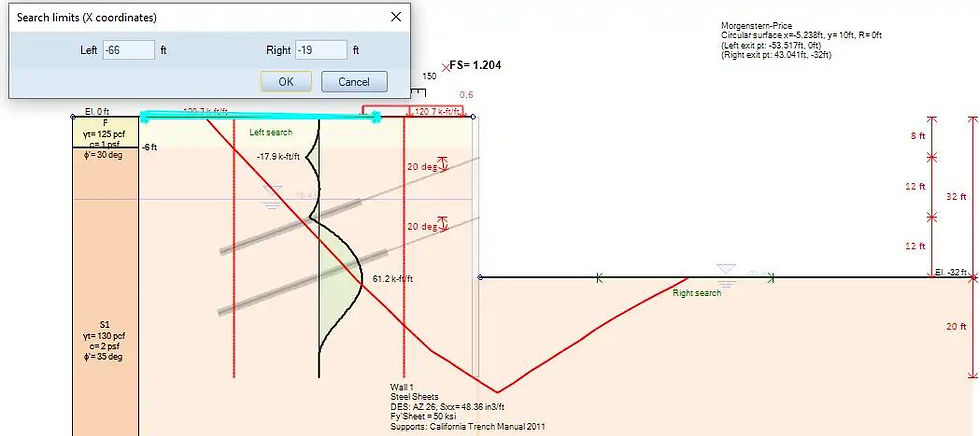  Non-circular slope surface – Automatic search limits in DeepEX