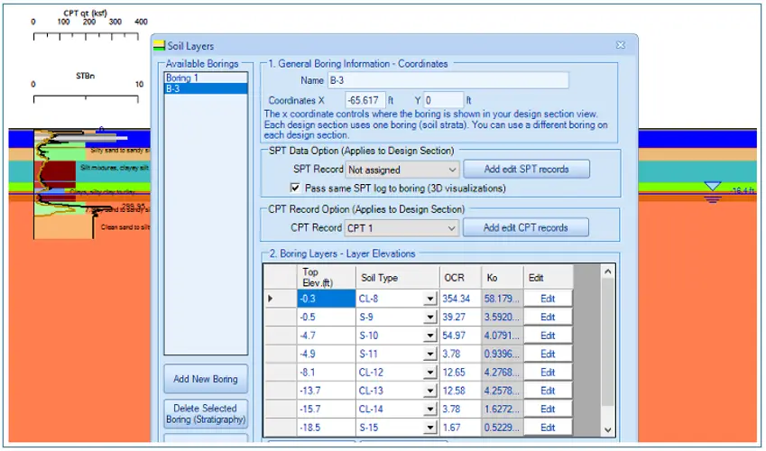 Soil Stratigraphy exported from CPT logs in DeepEX