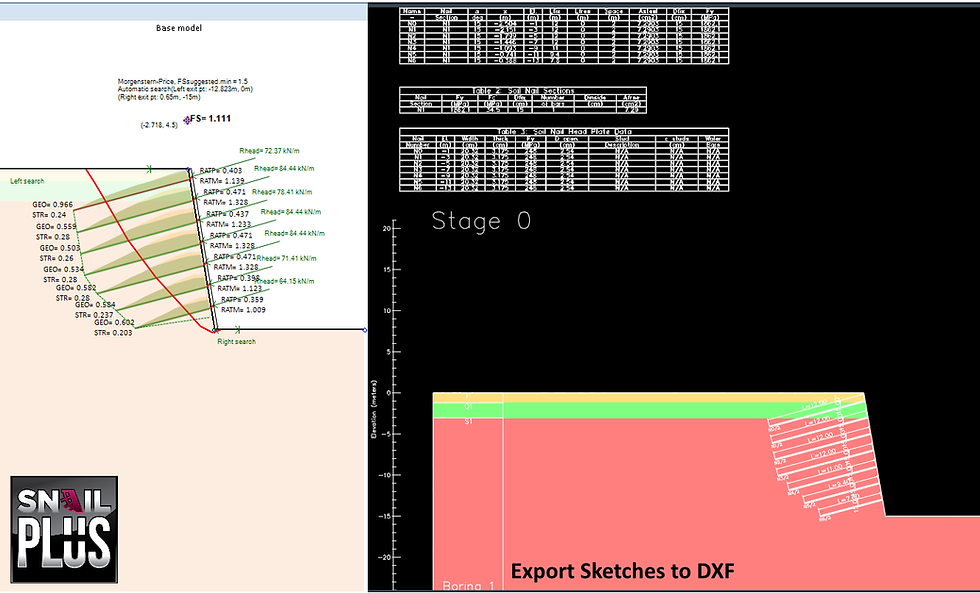 Export soil nail wall model sketches to DXF in SnailPlus