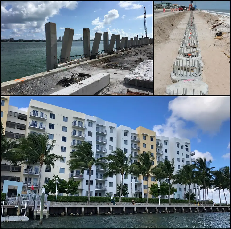 Sea wall with prestressed piles in Miami