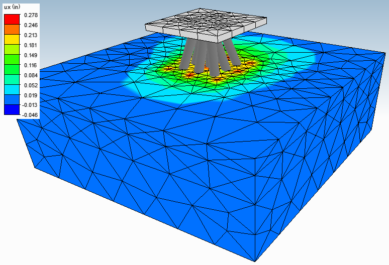 Pile cap with battered piles 3D Finite Element Analysis in DeepFND