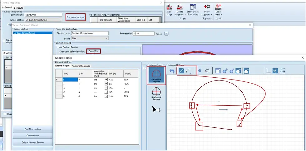 Drawing a custom tunnel shape in DeepEX