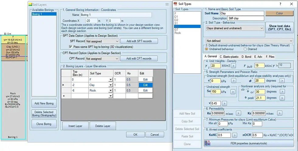 Editing the soil properties and stratigraphy in DeepEX