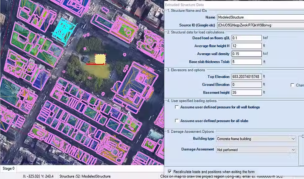 Buildings imported in geotechnical software